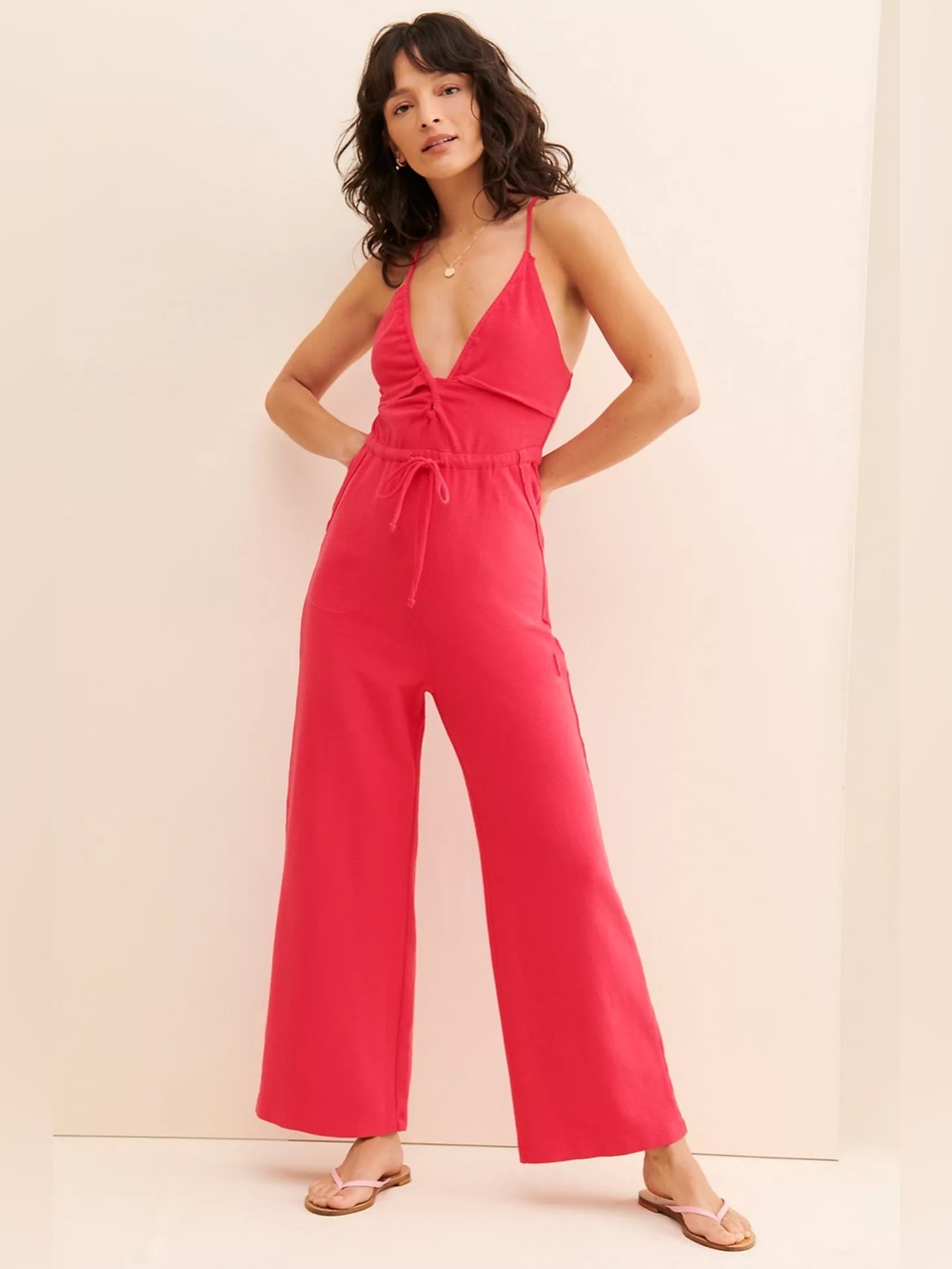 Daily Practice by Anthropologie The Kit Kat Isle Jumpsuit in Pink Size XS